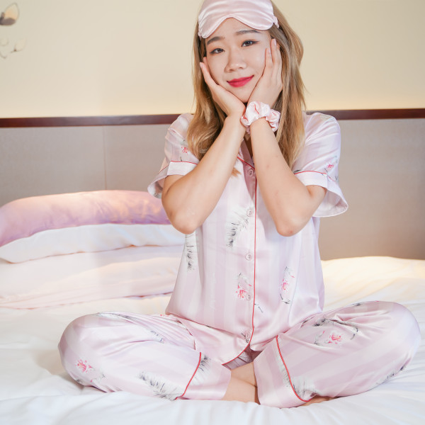 Custom Print Design Luksus Pyjamas Engros Satin Pyjamas